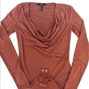 Cowl long sleeve bodysuit